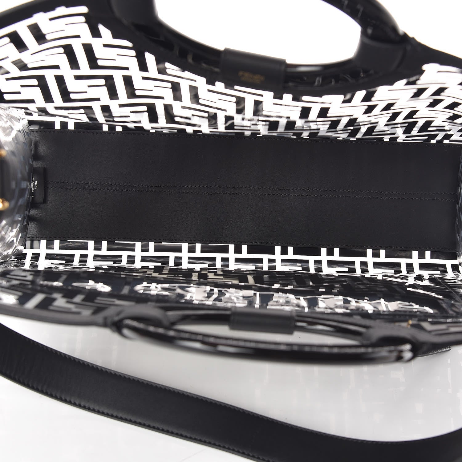 Fendi TPU FF Vitello Century Plexiglass Medium Runaway Shopper Tote Black 6 of 10