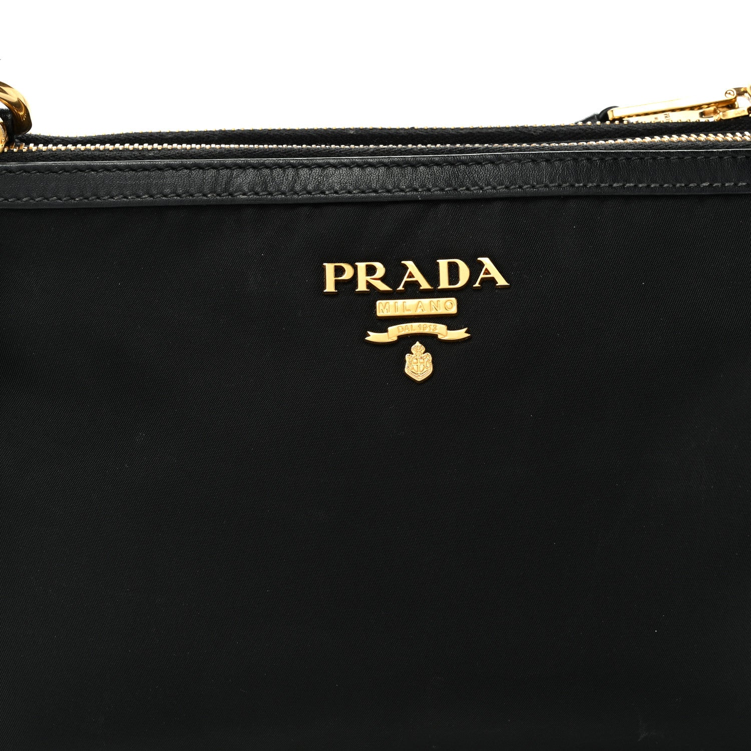Prada Tessuto Nylon Soft Calf Double Zip Crossbody Bag Black Prada Tessuto Nylon Soft Calf Double Zip Crossbody Bag Black