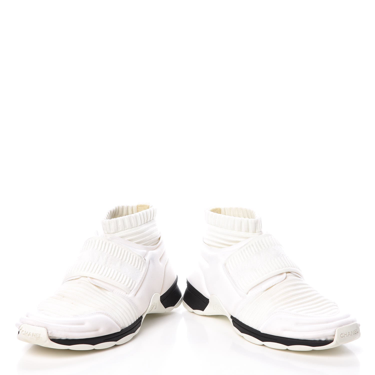Chanel Stretch Fabric CC Sneakers 37.5 White 9 of 10