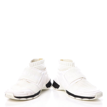 Chanel Stretch Fabric CC Sneakers 37.5 White 9 of 10