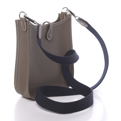 Hermes Taurillon Clemence Amazone Evelyne TPM Etoupe Bleu Indigo 3 of 11