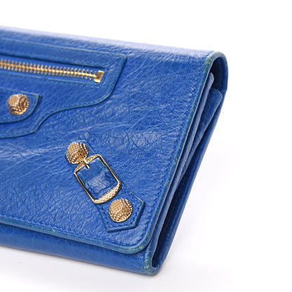Balenciaga Agneau Giant 12 Gold Hardware Money Wallet Bleu Lazuli 7 of 10