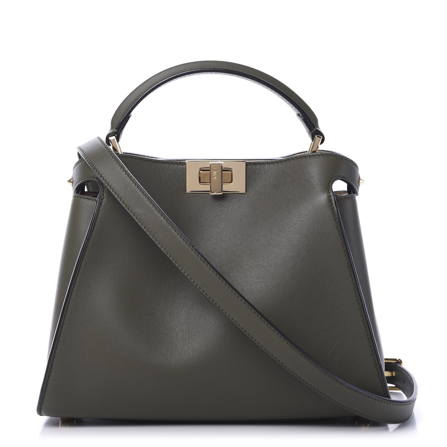 Fendi Vitello Tahiti Burro Medium Peekaboo Iconic Essentially Satchel Asparago Camelia 1 of 11