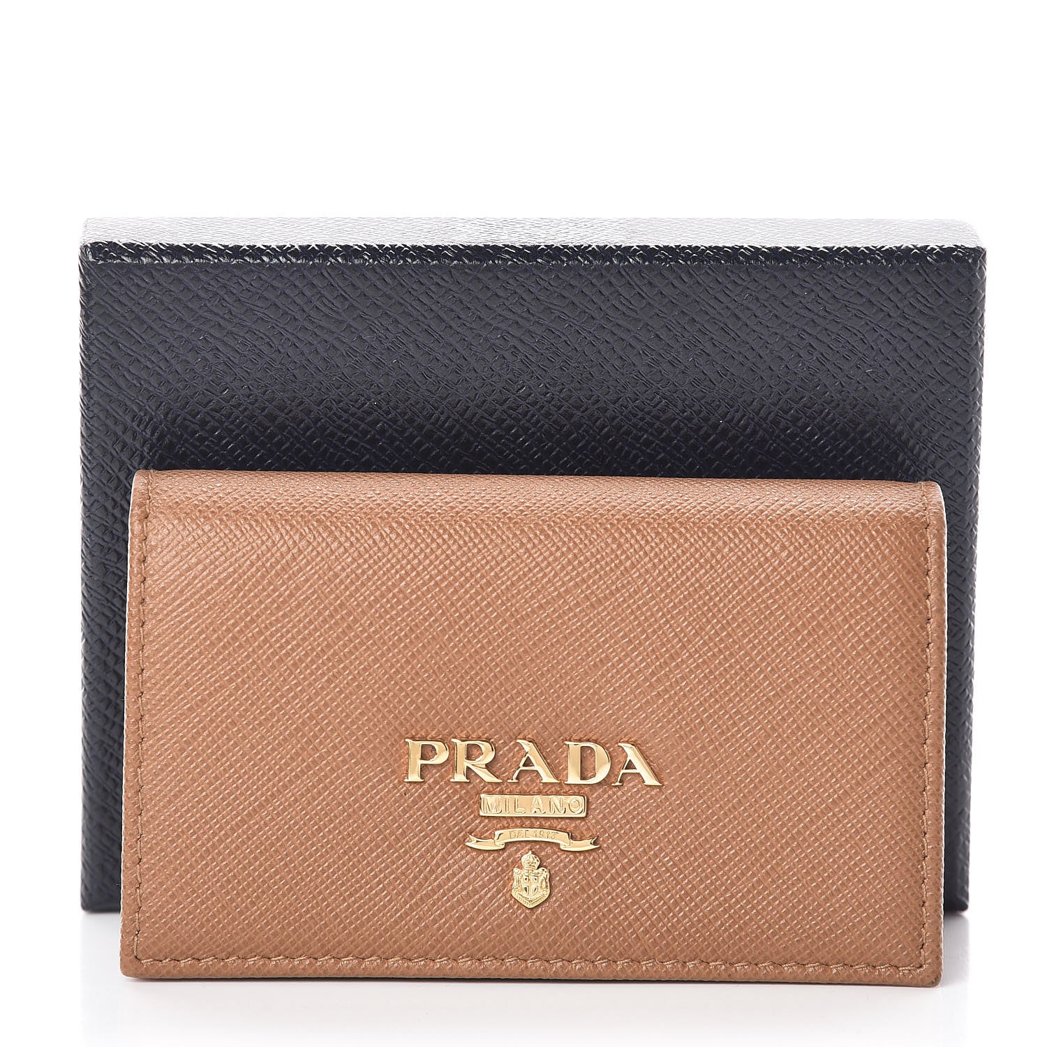 Prada Saffiano Metal Bi-Fold Card Holder Wallet Caramel 3 of 8