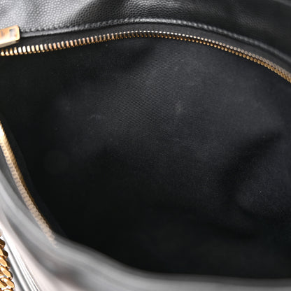 Saint Laurent Grain de Poudre Matelasse Chevron Medium Tribeca Shopping Bag Black 12 of 15