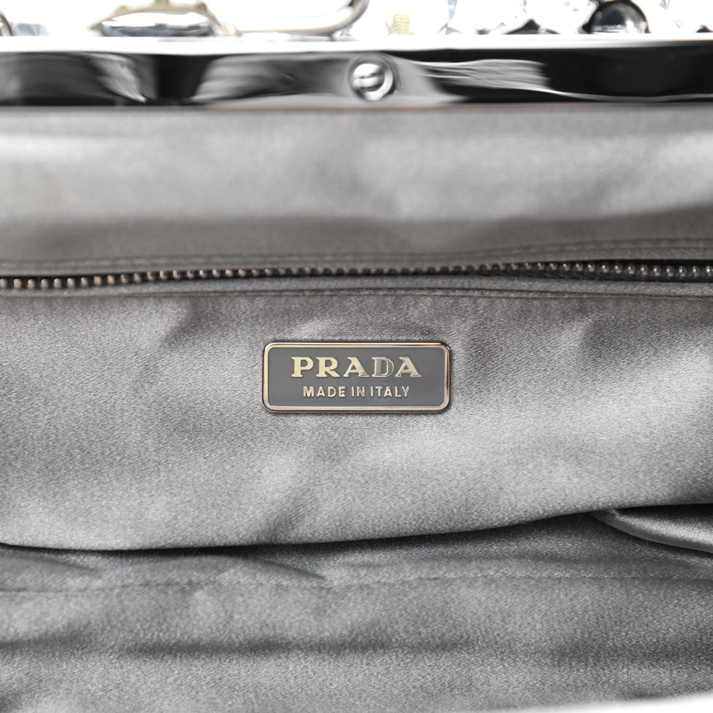 Satin Crystal Clutch Grafite
