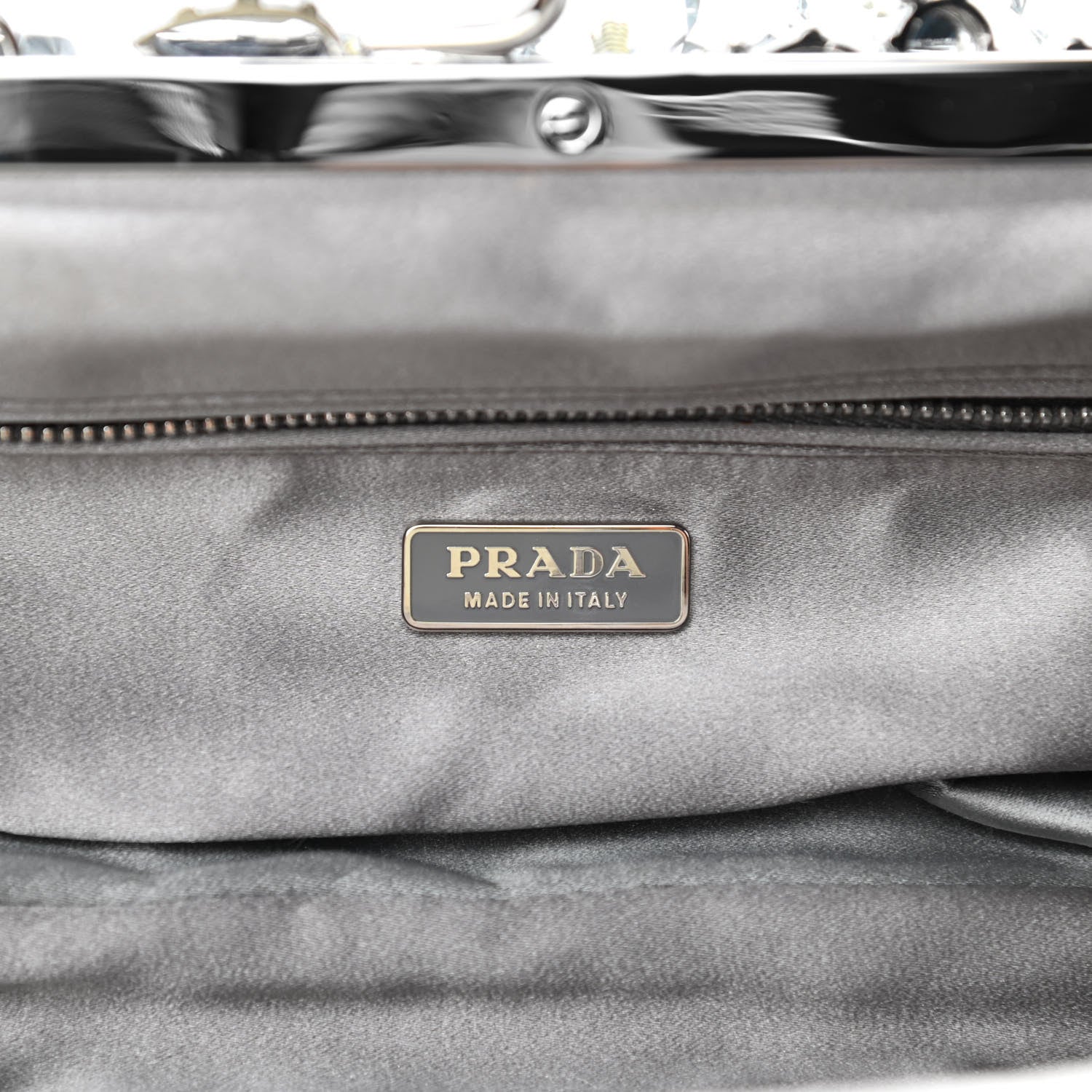 Prada Satin Crystal Clutch Grafite 5 of 13