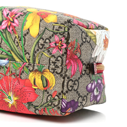 Gucci Soft GG Supreme Monogram Flora Calfskin Medium Ophidia Cosmetic Case Beige Ebony Multicolor Rosso 7 of 8