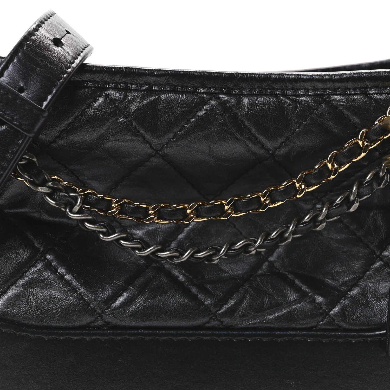 Chanel Iridescent Aged Calfskin Quilted Small Gabrielle Hobo Black 7 of 9