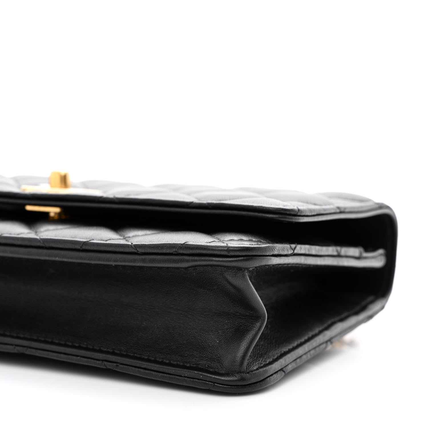 Chanel Lambskin Quilted Sweet Camellia Wallet on Chain WOC Black 10 of 11