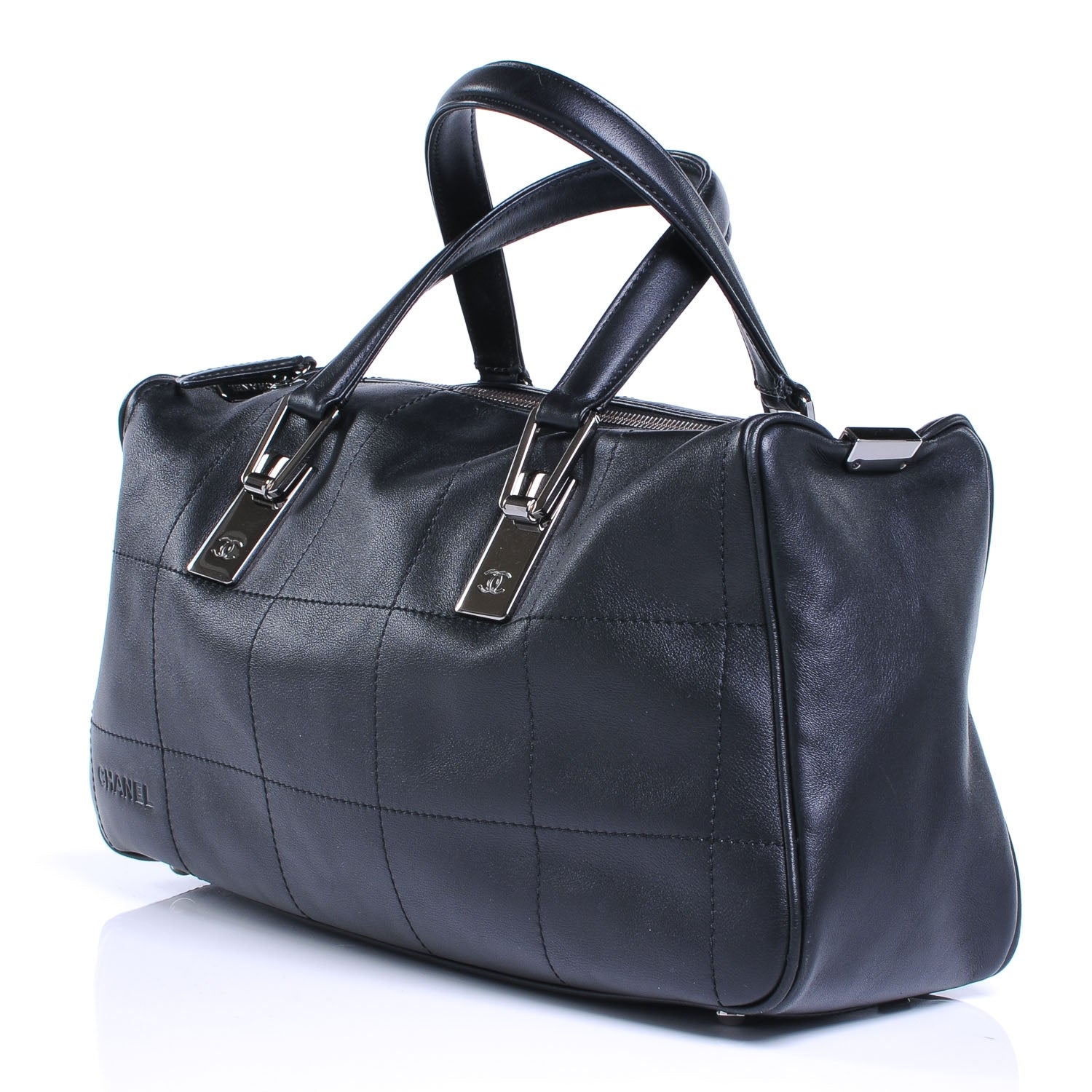 Chanel Leather Square Stitched Handbag Black 3 of 7