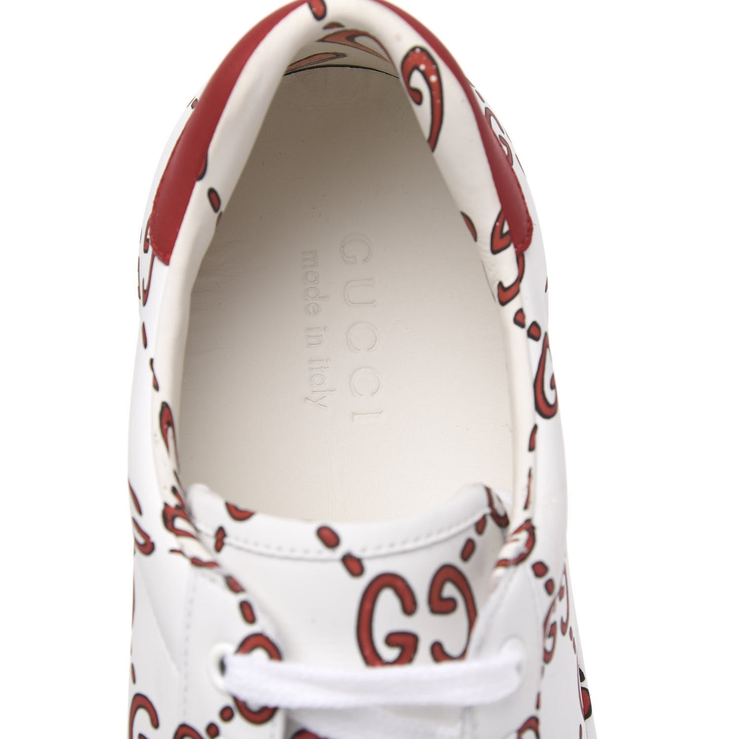 Calfskin GucciGhost Print Mens Ace Sneakers 9.5 White Hibiscus Red
