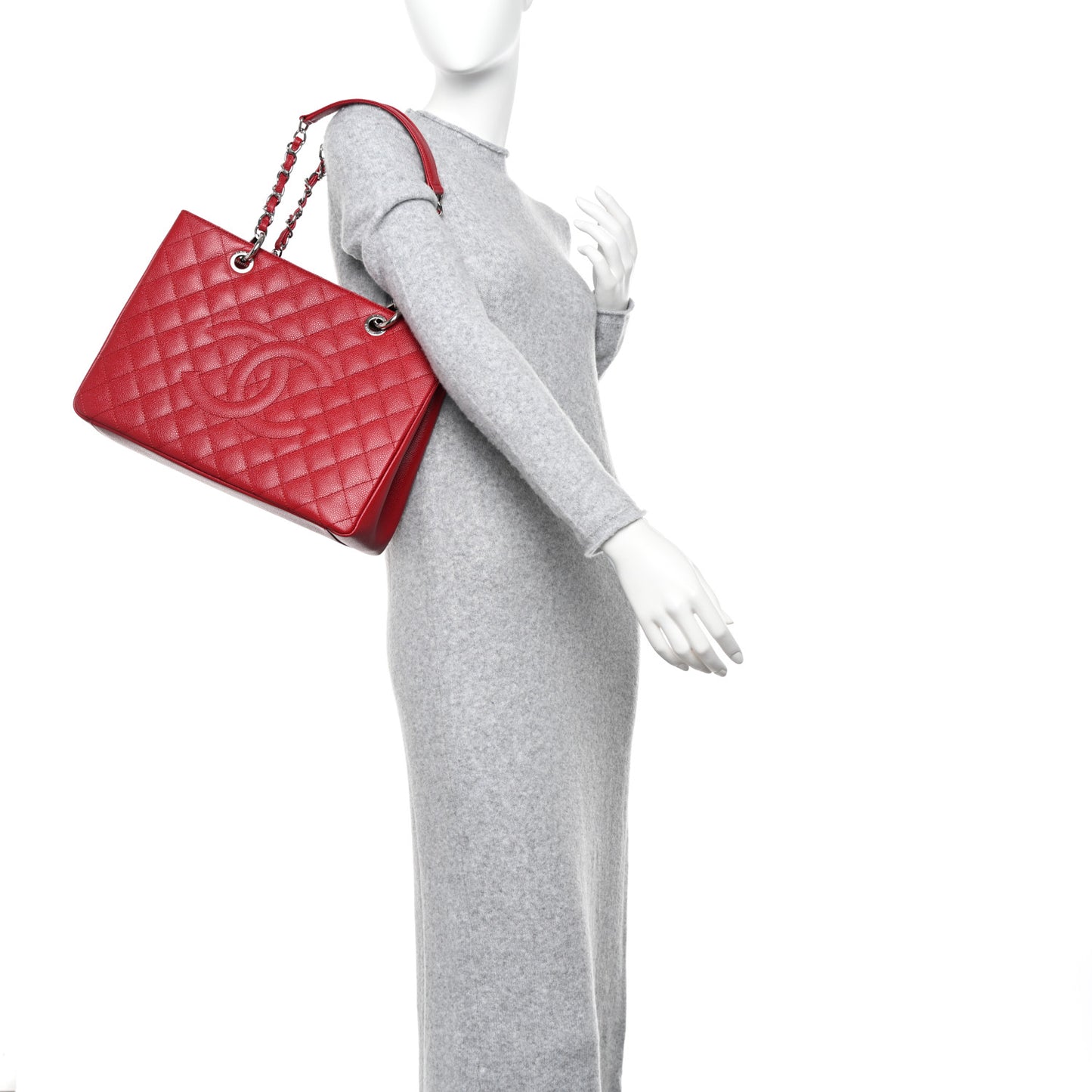 Caviar Quilted Grand Shopping Tote GST Red