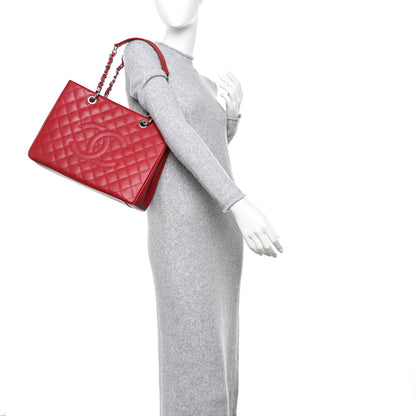 Chanel Caviar Quilted Grand Shopping Tote GST Red 2 of 10