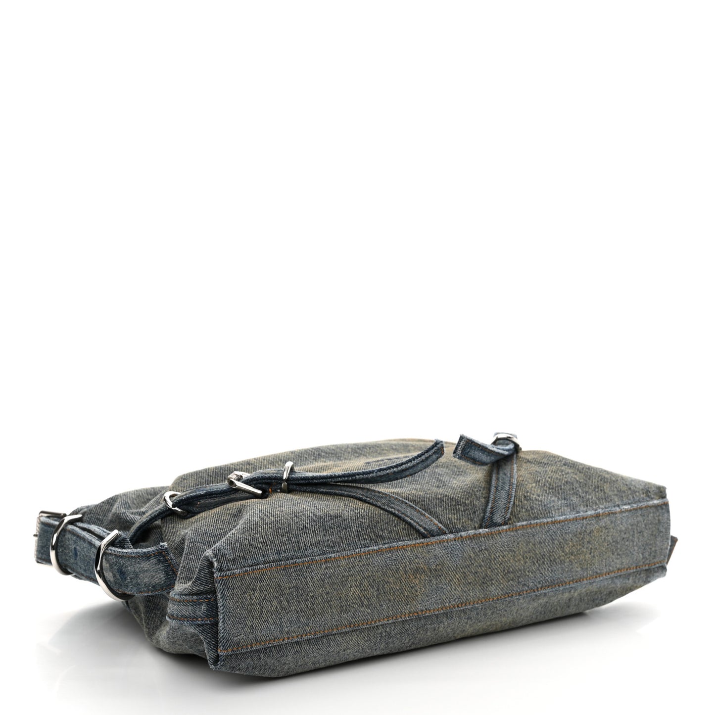 Washed Denim Medium Voyou Bag Military Blue