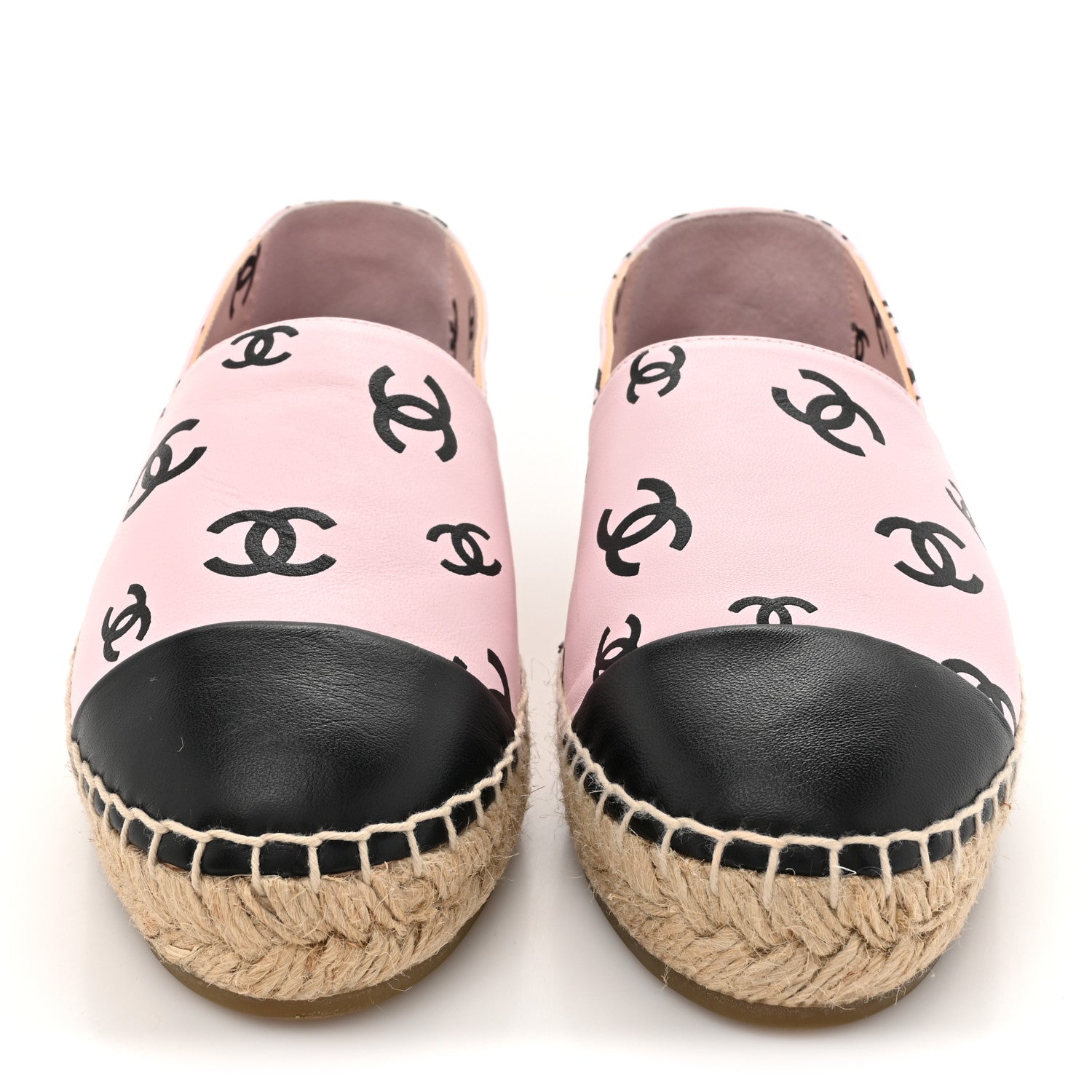 Chanel Lambskin Printed Coco Beach Espadrilles 36 Light Pink Black 3 of 12