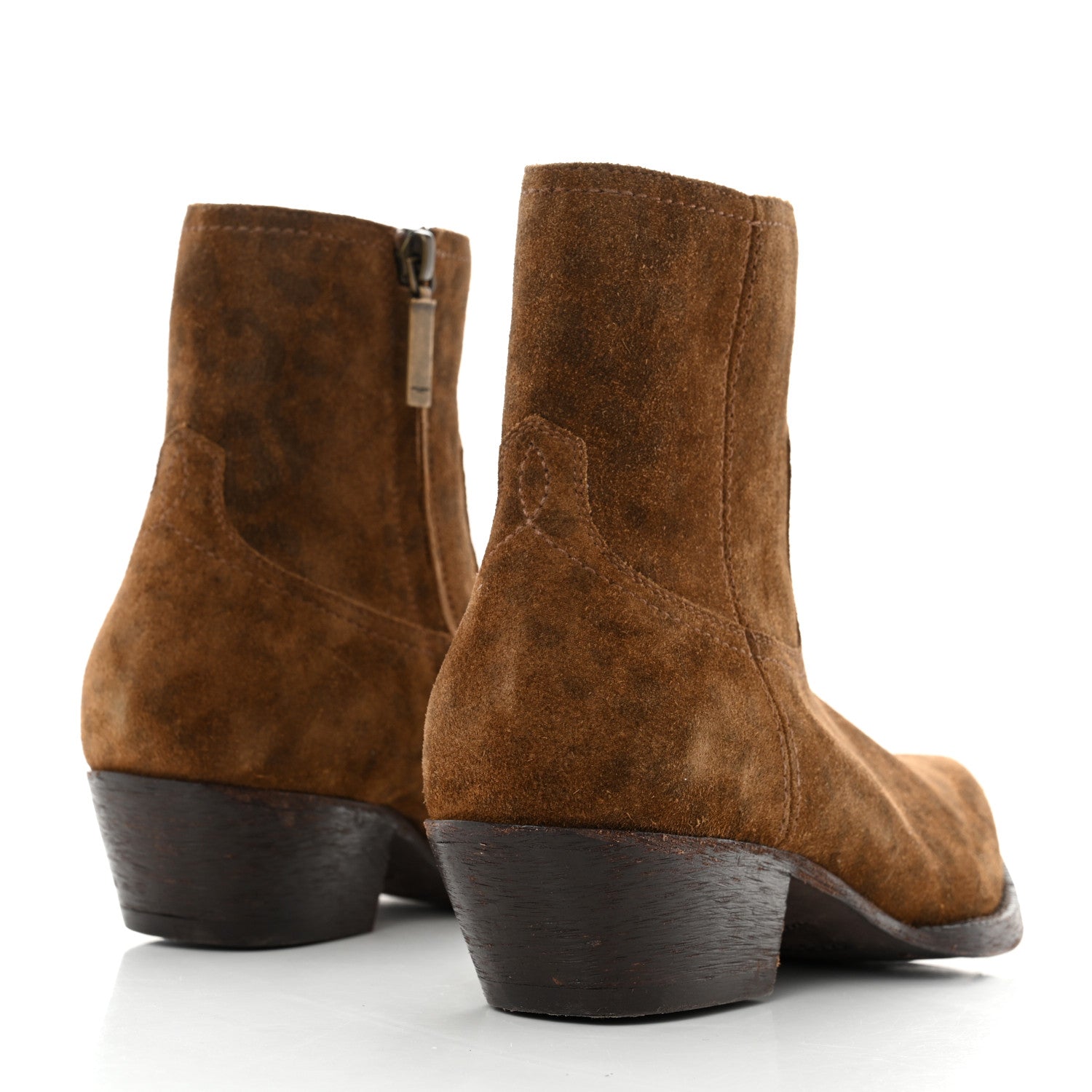 Saint Laurent Suede Leopard Lukas Zip Boots 36.5 Land 4 of 9