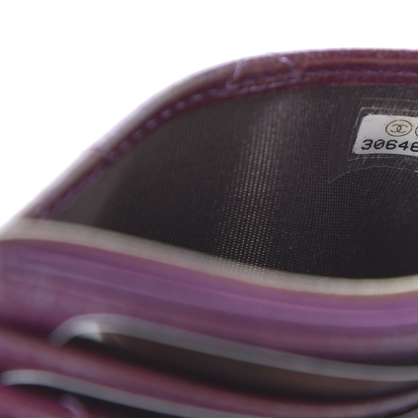 Iridescent Lambskin Quilted Card Holder Purple