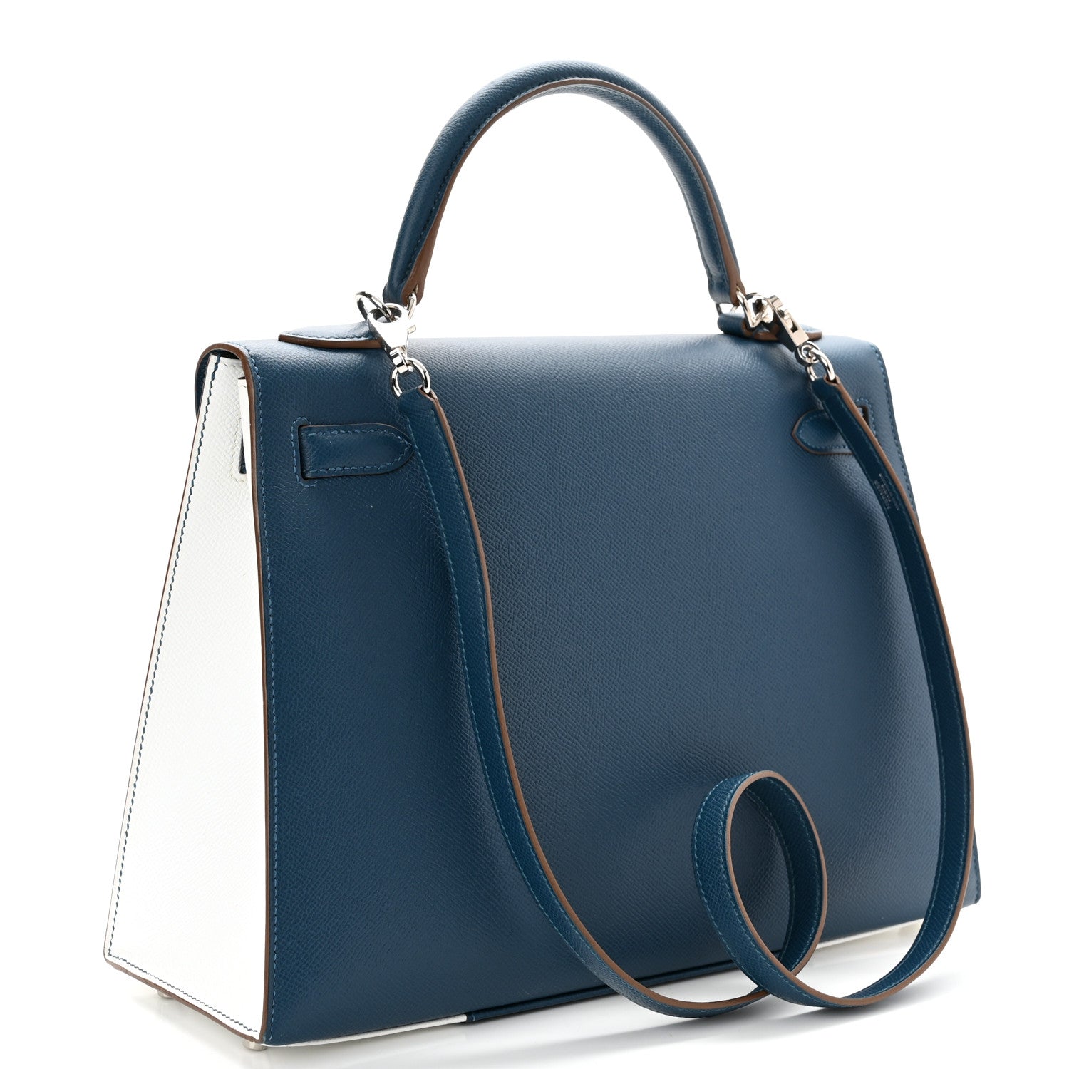Hermes Epsom Kelly Flag Sellier 32 Bleu Thalassa White 3 of 18