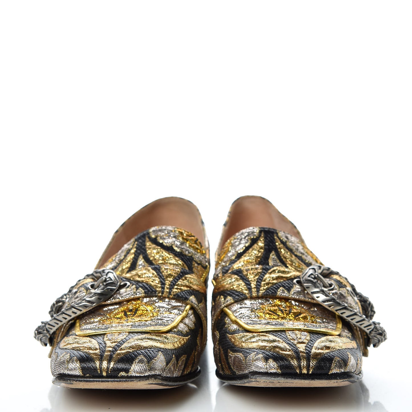 Brocade Floral Jacquard Dionysus Loafers 36.5 Black