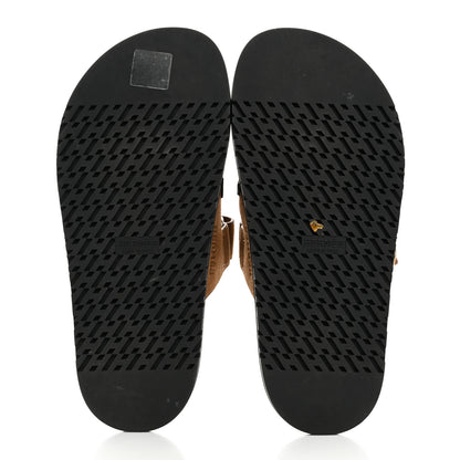 Hermes Suede Goatskin Womens Chypre Sandals 37 Brun Fume Black 5 of 9