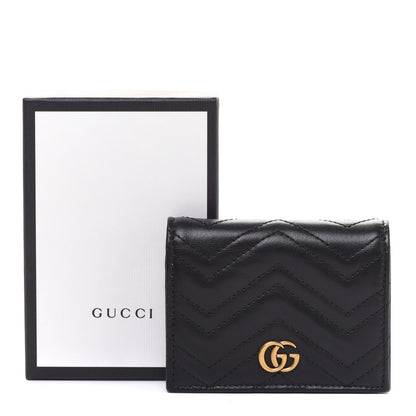 Gucci Calfskin Matelasse GG Marmont Card Case Wallet Black 9 of 9
