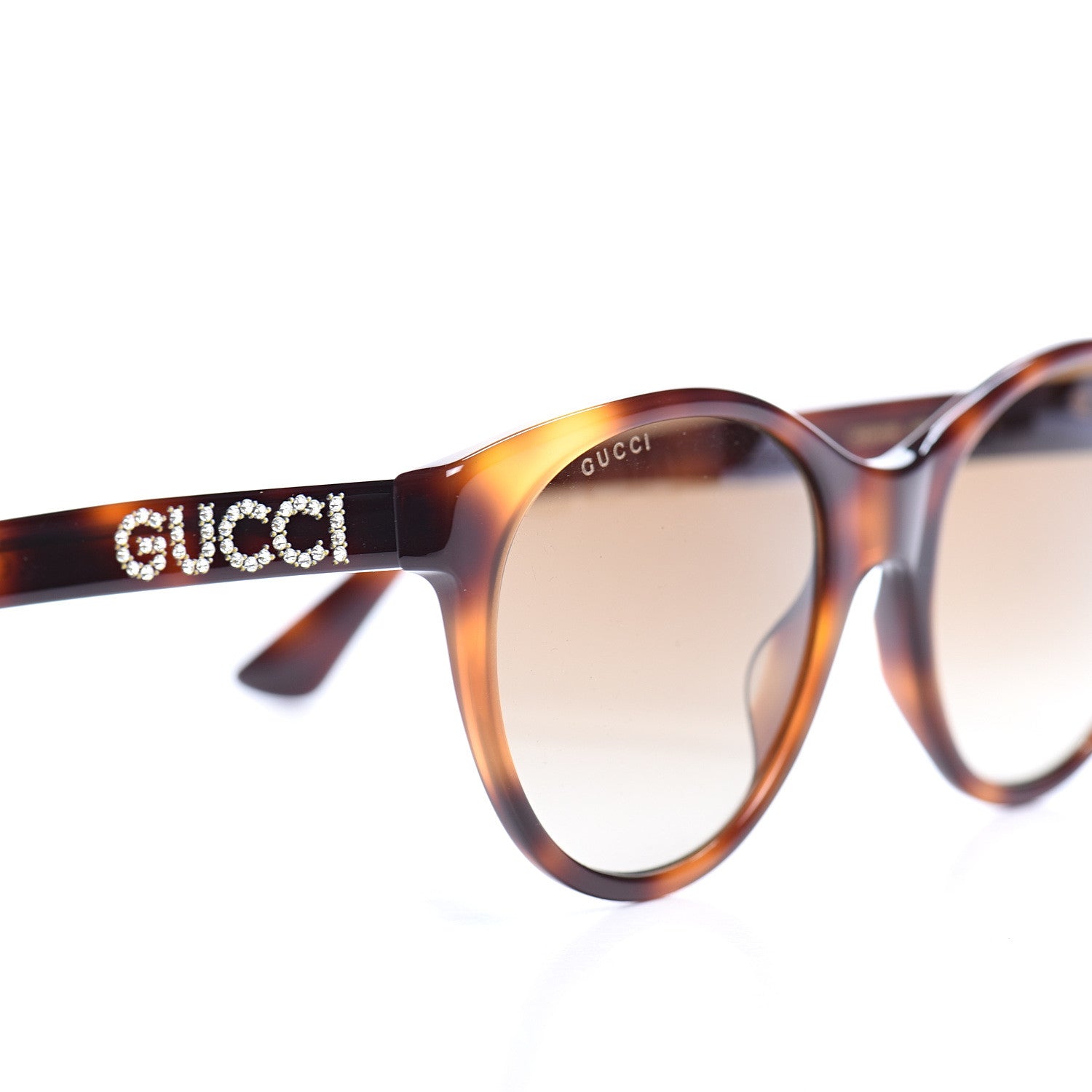 Gucci Round Frame Crystal Sunglasses GG 0419S Tortoise 7 of 8