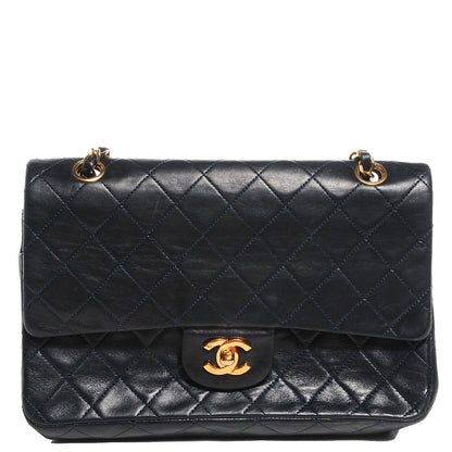 Chanel Lambskin Quilted Medium Double Flap Navy 1 of 8