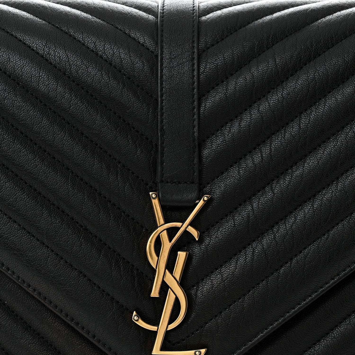 Saint Laurent Sheepskin Matelasse Chevron Monogram Large College Satchel Black 9 of 13