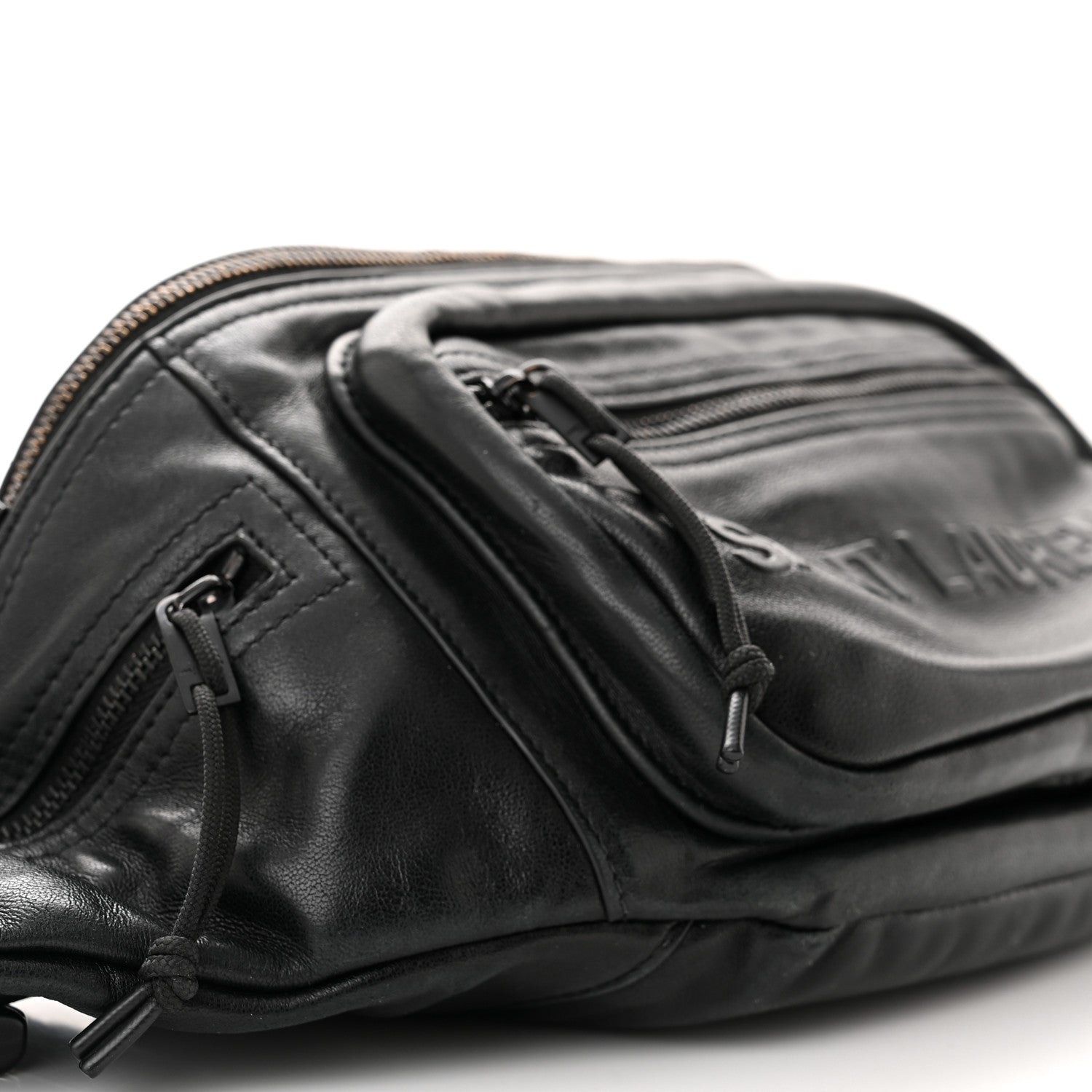 Saint Laurent Lambskin Logo Ripstop Body Belt Bag Black 9 of 11
