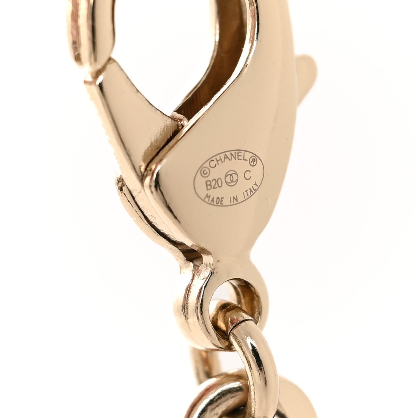 Lambskin Pearl Chain CC Fancy Belt Black Gold