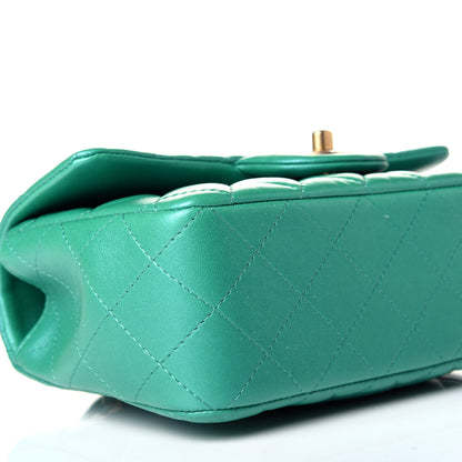 Chanel Iridescent Lambskin Quilted Mini Top Handle Rectangular Flap Green 8 of 9