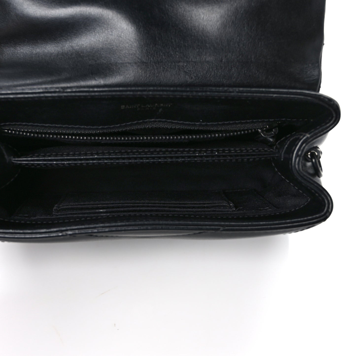 Calfskin Y Quilted Monogram Monochrome Toy Loulou Crossbody Bag Black