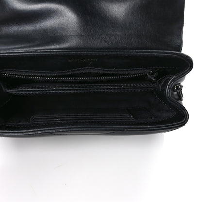 Saint Laurent Calfskin Y Quilted Monogram Monochrome Toy Loulou Crossbody Bag Black 5 of 10