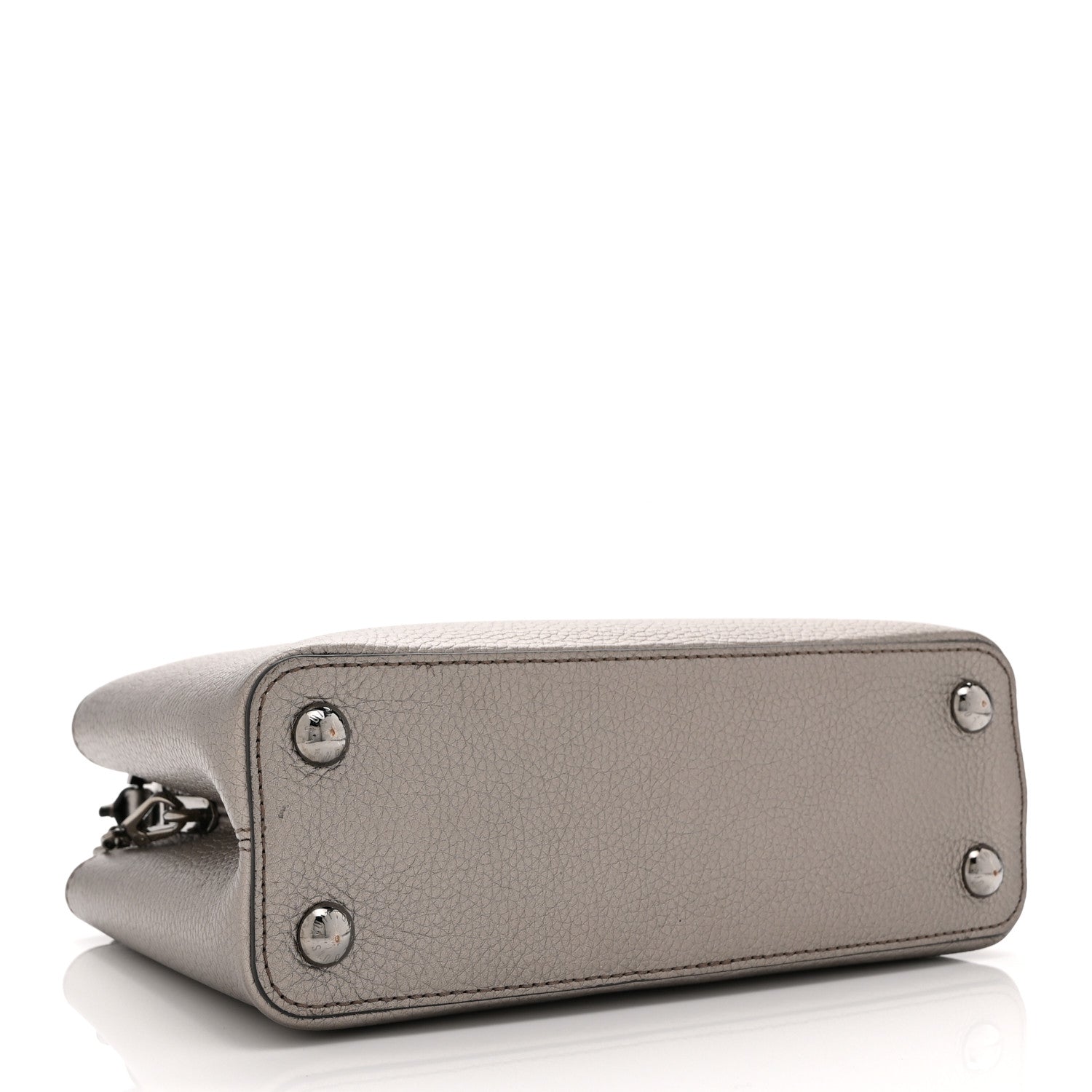 Louis Vuitton Metallic Calfskin Capucines BB Etain 4 of 9
