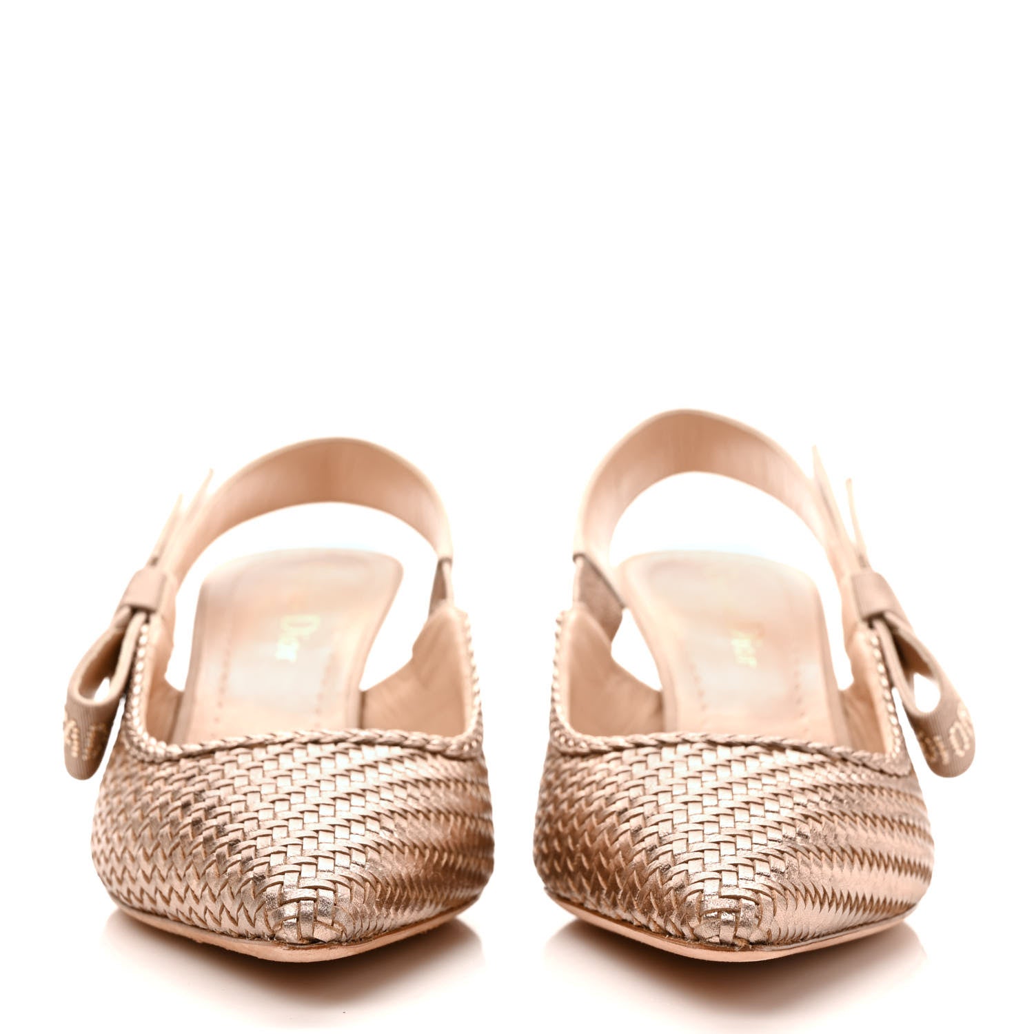 Christian Dior Laminated Calfskin Ribbon Crystal Woven J'Adior Slingback 65mm Pumps 36.5 Copper 2 of 8