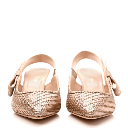Christian Dior Laminated Calfskin Ribbon Crystal Woven J'Adior Slingback 65mm Pumps 36.5 Copper 2 of 8
