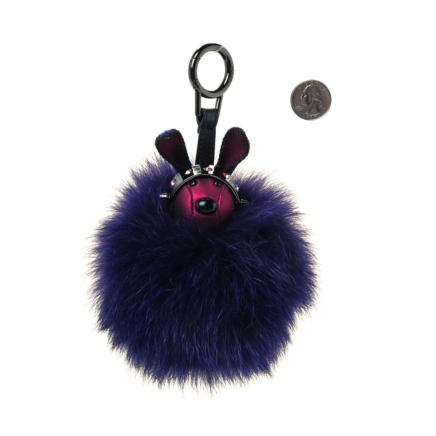 MCM Fox Fur Rabbit Punk Bag Charm Purple 5 of 6