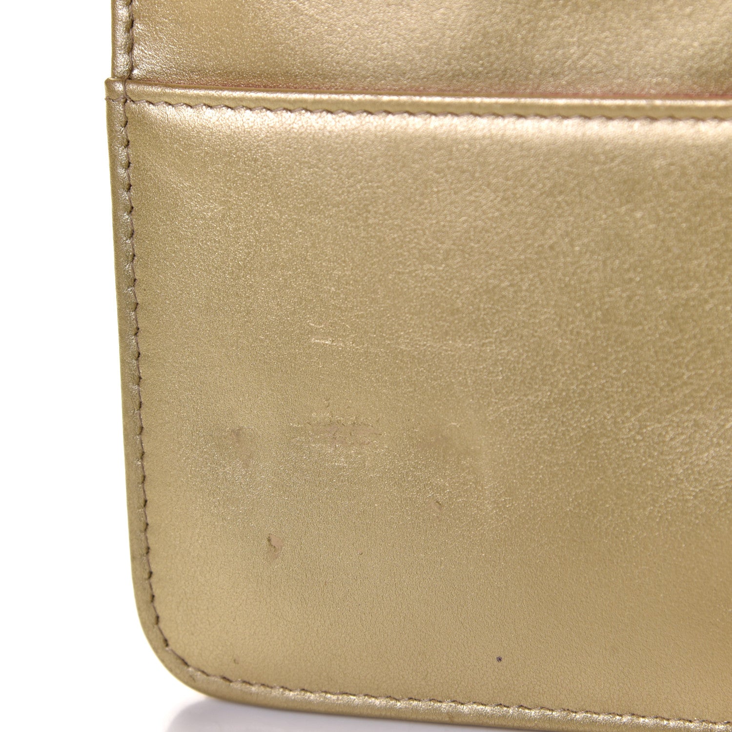 Chanel Metallic Aged Calfskin Quilted Gabrielle Wallet On Chain WOC Gold 9 of 11