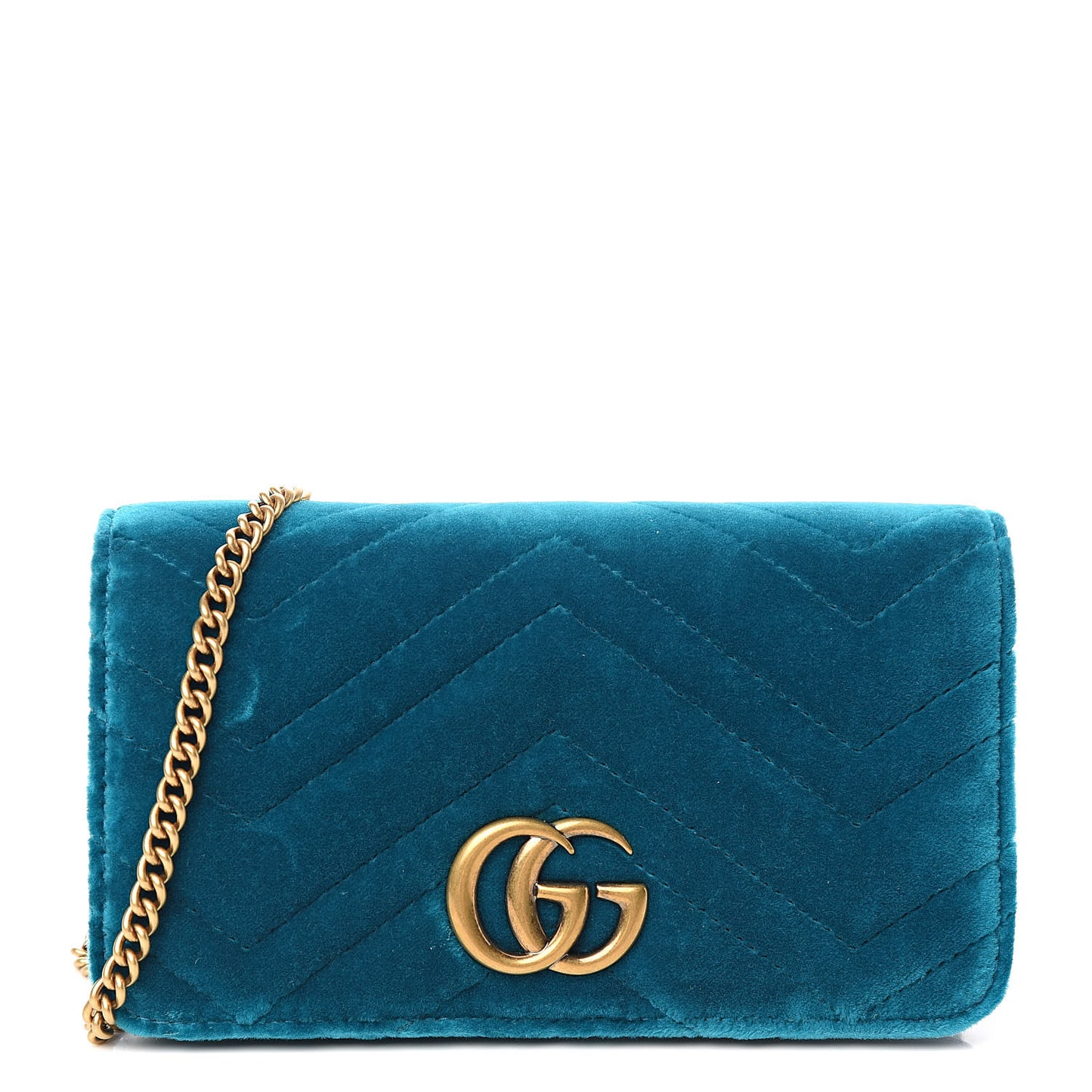 Velvet Matelasse GG Marmont Mini Bag Pavone Cyan