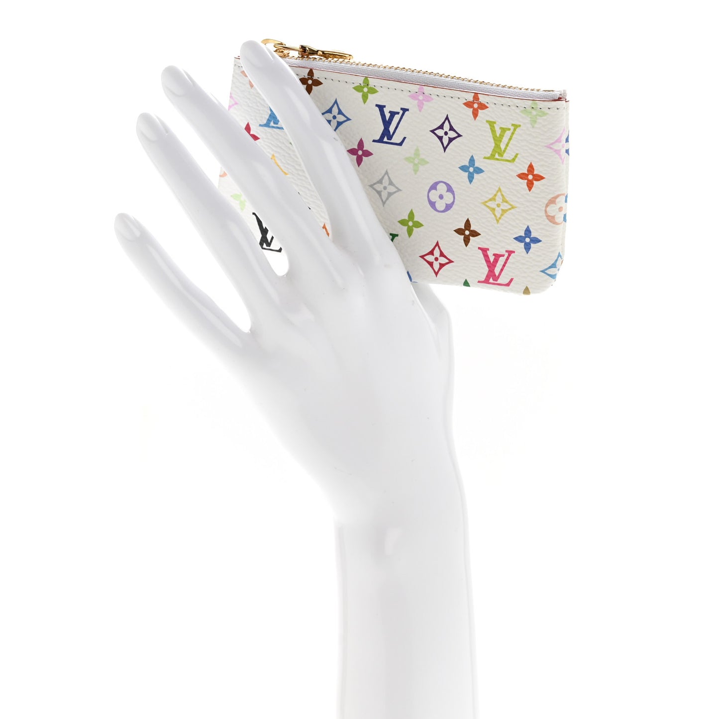 LV X TM Monogram Multicolor Key Pouch White