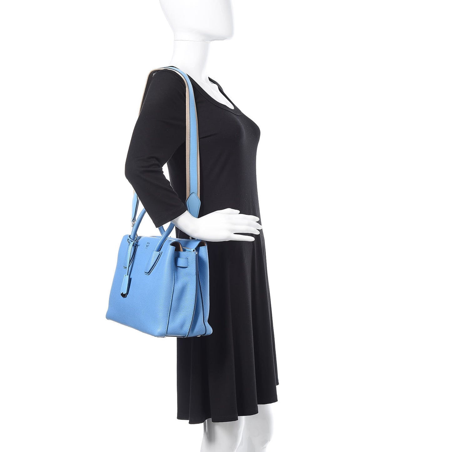 Grained Calfskin Medium Milla Tote Tile Blue