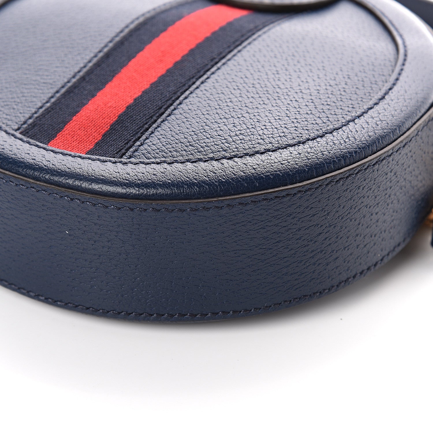 Gucci Soft Textured Calfskin Web Mini Ophidia Round Shoulder Bag Blue Agata 7 of 7
