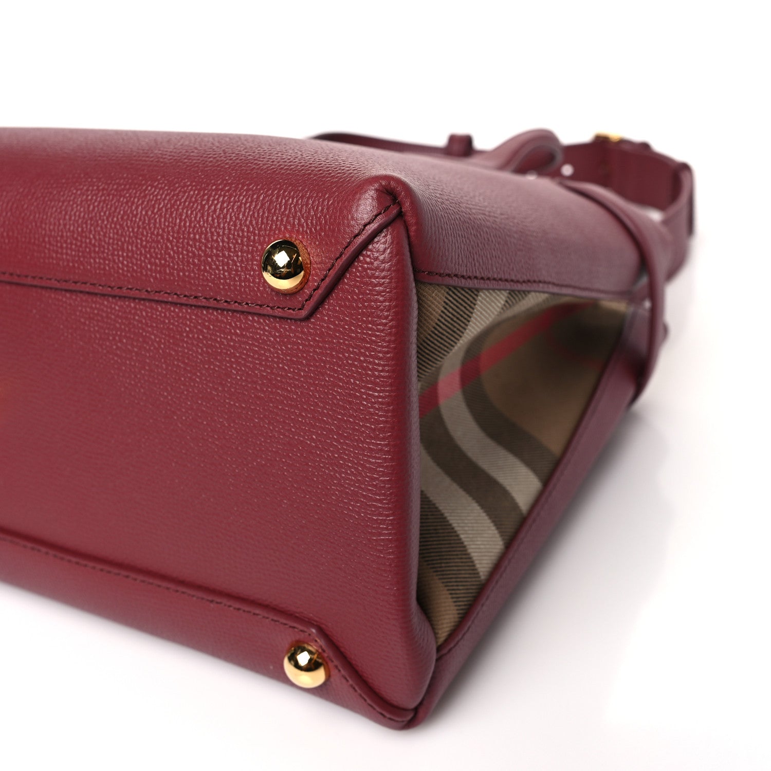 Burberry Grainy Calfskin House Check Medium Banner Tote Mahogany Red 9 of 9