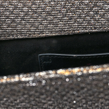 Saint Laurent Metallic Canvas Woven Classic Monogram Kate Tassel Clutch Ciad Argento 10 of 12