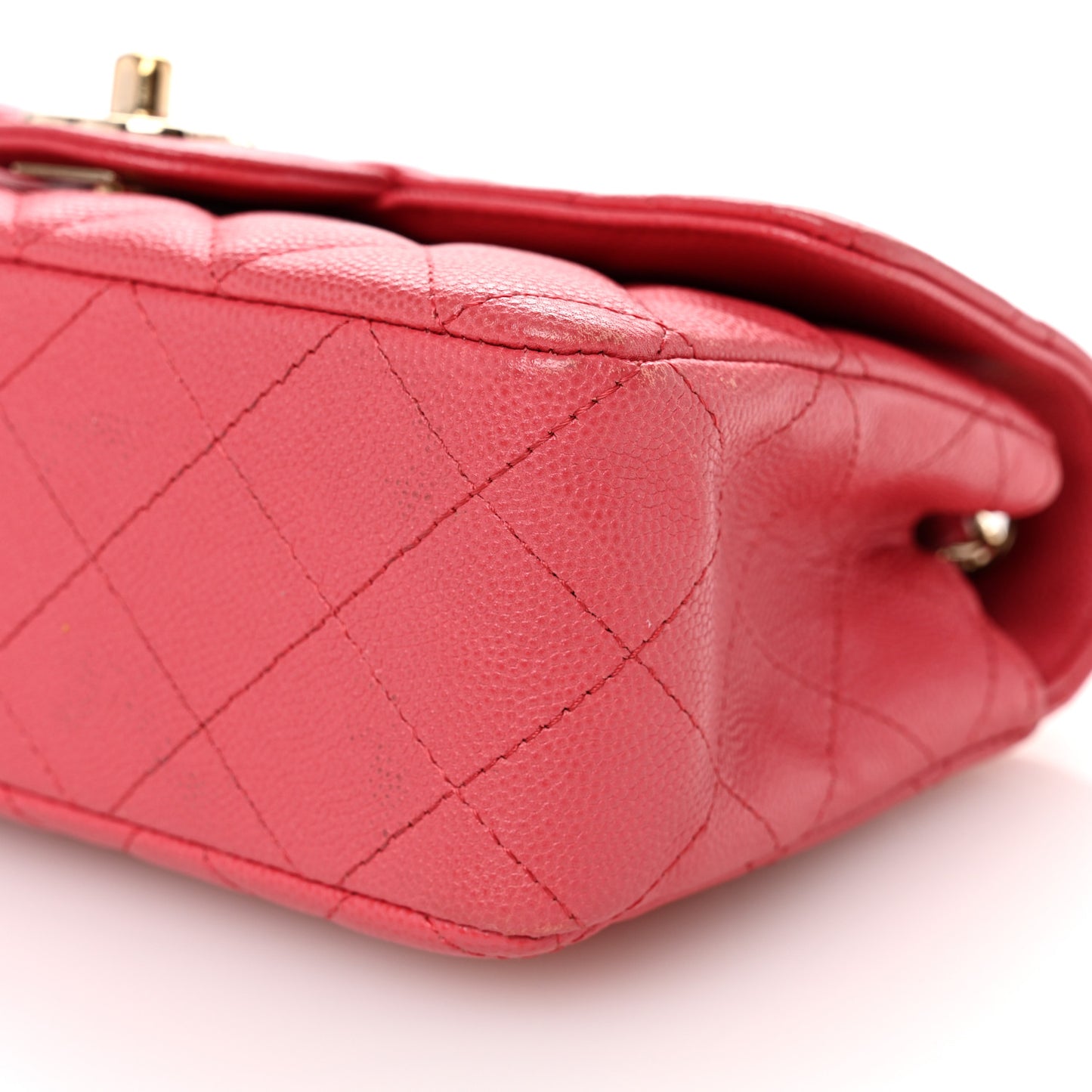 Caviar Quilted Mini Rectangular Flap Dark Pink