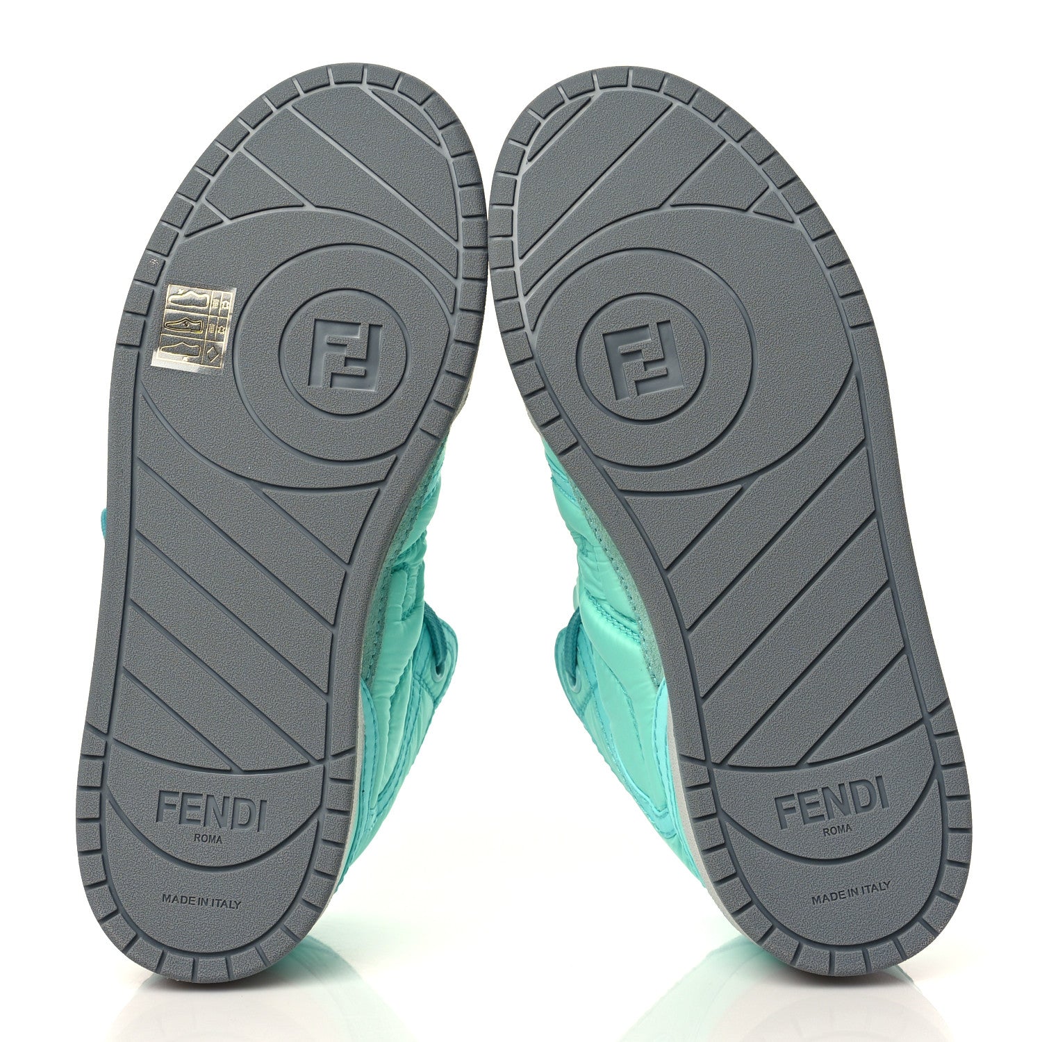 Fendi Nylon Match High Top Sneakers 36 Turquoise 7 of 8