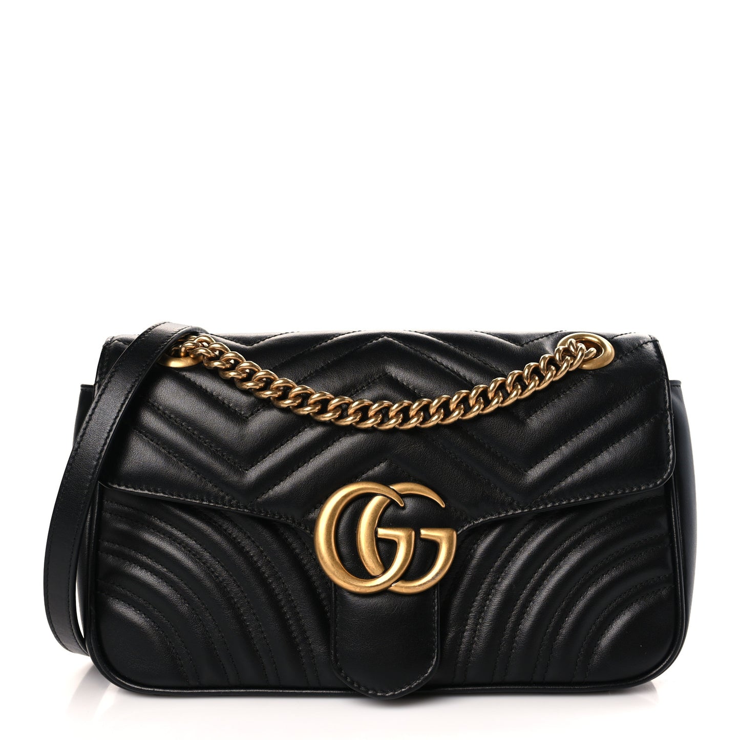 Calfskin Matelasse Small GG Marmont Shoulder Bag Black