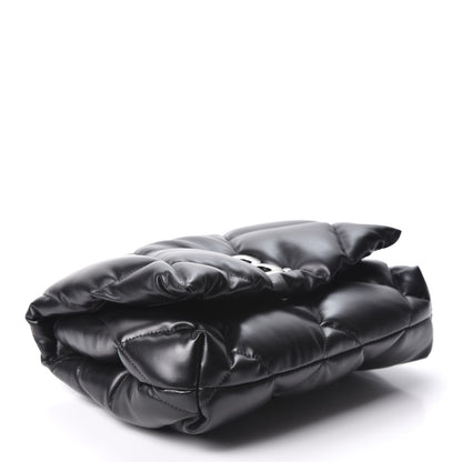 Balenciaga Nappa Calfskin Quilted Touch B Puffy Clutch Black 3 of 8