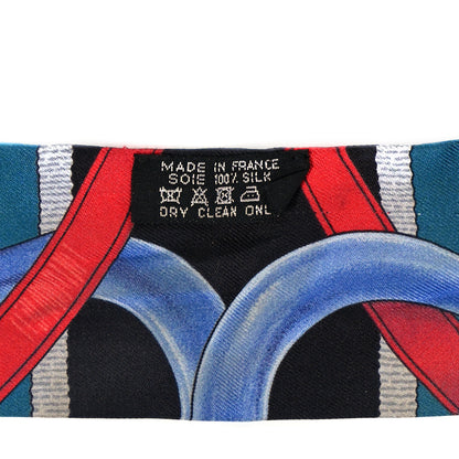 Hermes Silk Grand Manege Twilly Bleu Rouge Black 4 of 5